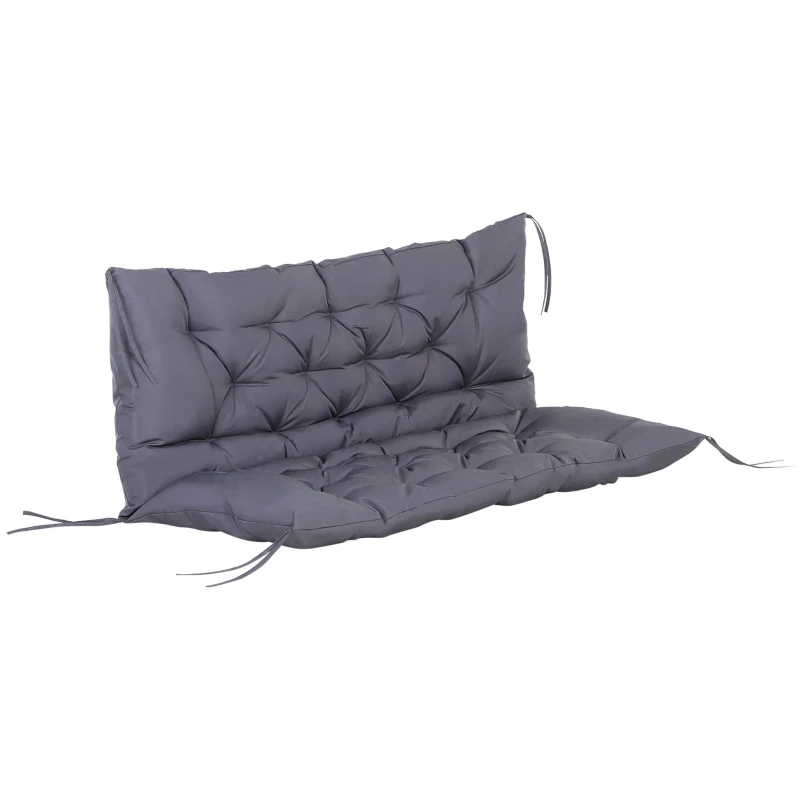 Outsunny Pernuță pentru Bancă de Grădină sau Leagăn de Grădină 132x110x10 cm cu 6 Curele de Fixare Gri Închis