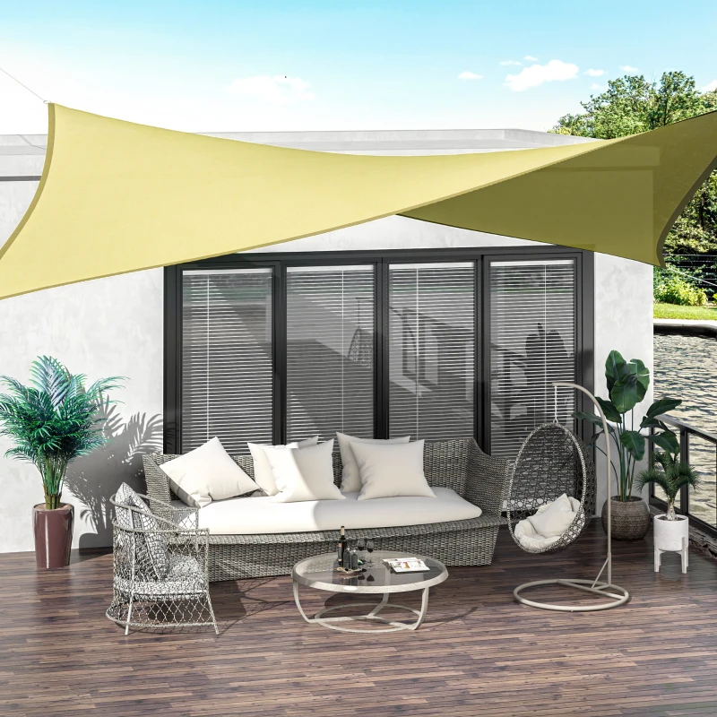 Outsunny Toldo Vela Rectangular 4x3 m Vela de Sombra para Jardín Patio Terraza Poliéster Anti UV Color Arena