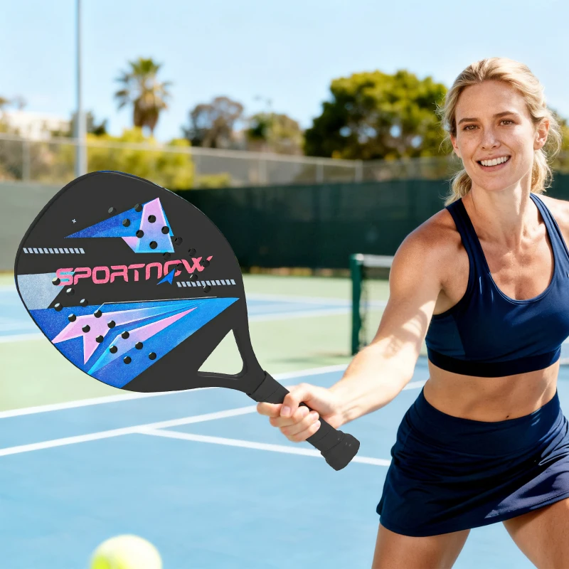 SPORTNOW Pickleball Paddles Set Schläger Set mit 2 Schlägern, Kohlefaser Oberfläche rutschfest Griff Tasche für Indoor & Outdoor