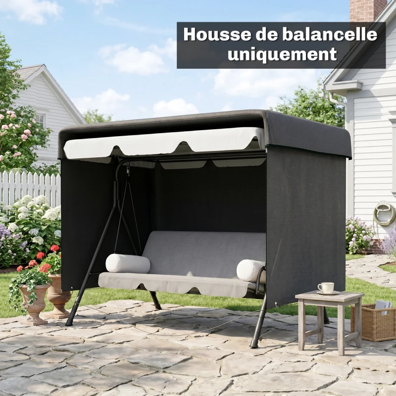 Outsunny Housse de Protection balancelle de Jardin bâche étanche dim. 2,15L x 1,55l x 1,5H m PE Noir