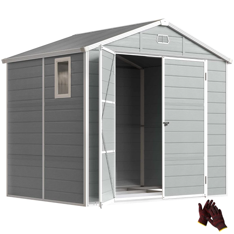 Outsunny Gerätehaus, 4,1m², Gartenhaus mit Satteldach, 240 x 190 x 180/228 cm