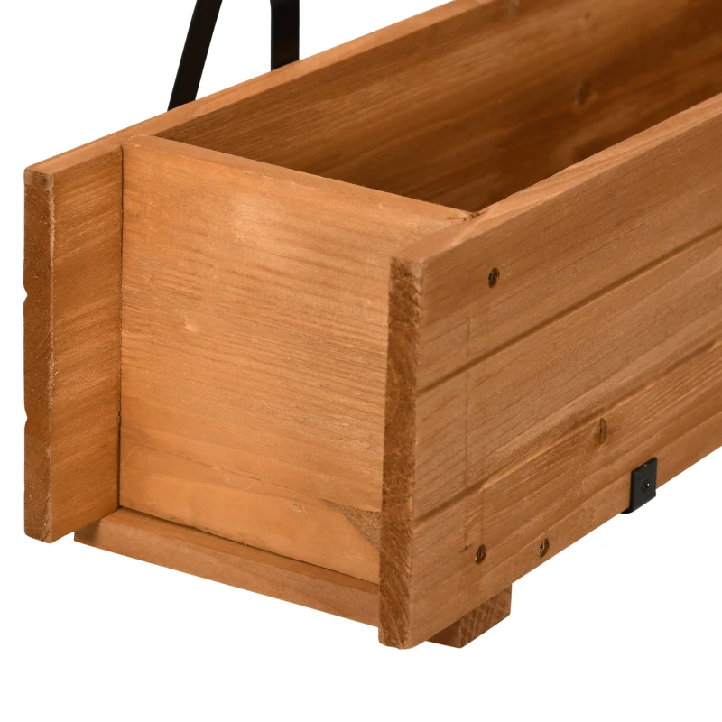 Outsunny Jardinera de Madera con 2 Ganchos para Colgar para Cultivos Plantas Flores al Exterior 91x18x16,5 cm Natural
