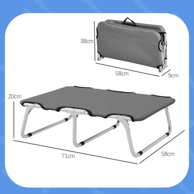 PawHut Cama para Cães Dobrável Robusta e Confortável até 10 kg 71x58x20 cm Cinza