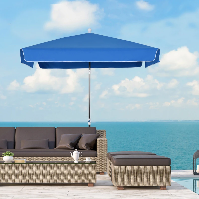 Outsunny Parasol de jardin Parasol droit inclinable rectangulaire métal polyester haute densité 2L x 2l x 2,6H m bleu