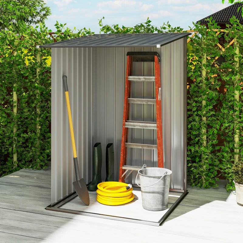 Outsunny Casetta da Giardino Porta Attrezzi in Acciaio Galvanizzato e Porta, 100x103x160cm, Marrone