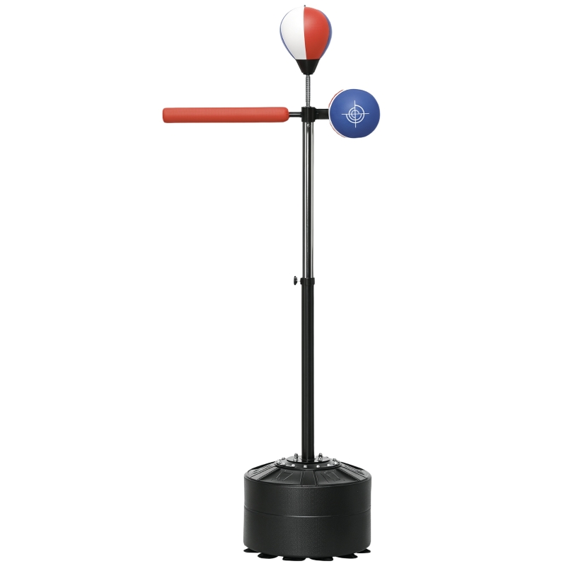 SPORTNOW Sac de Box pe Podea cu Bară Rotativă, Speedball și Țintă, din Oțel, HDPE și PU, 80.5x48x163-205 cm
