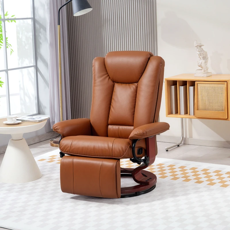 HOMCOM Faux Leather Recliner Chair - Brown