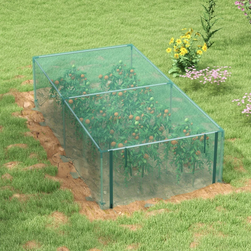 Outsunny Estufa de jardim para tomates rede de proteção porta enrolável com zíper HDPE, dim. 125L x 248l x 62,5H cm