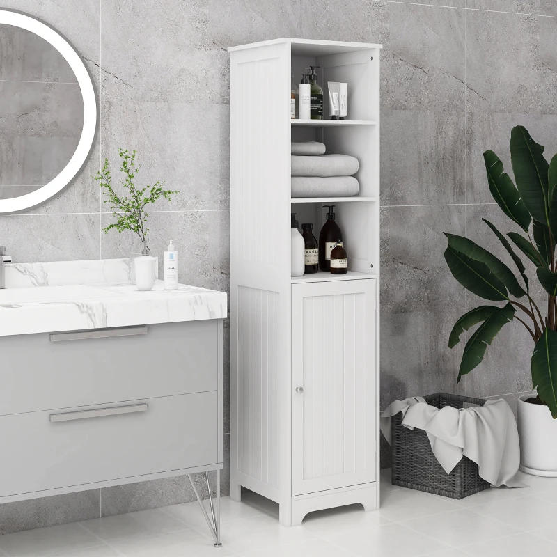 HOMCOM Badezimmerschrank Badschrank Toilettenschrank, 40 cm x 38 cm x 160 cm, Weiß