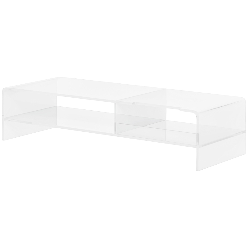 HOMCOM Suporte para monitor com compartimento para teclado, transparente, para monitores até 60,96 cm, 2 níveis, acrílico, 50,8 x 19 x 12 cm