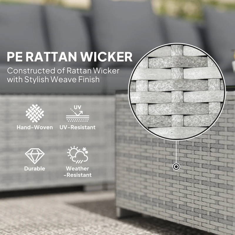 Outsunny 6 Pieces Rattan Corner Sofa Set - Mixed Grey