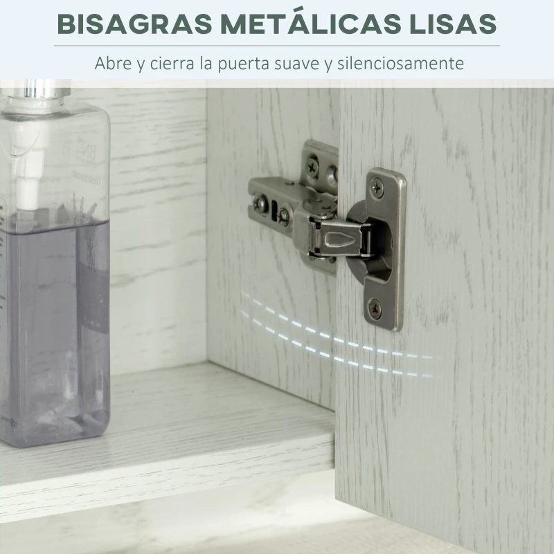 kleankin Armario de Baño con Espejo 3 Puertas Estante Ajustable y Compartimento 90x15x75 cm Blanco