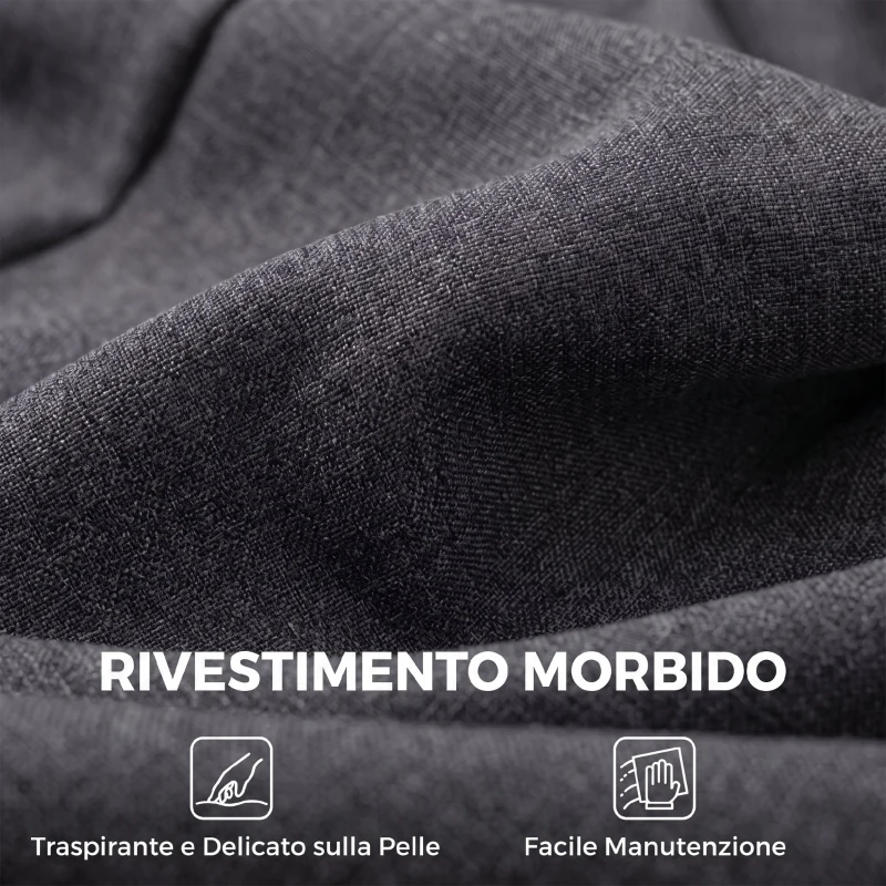 HOMCOM Divano 3 Posti in Tessuto Effetto Lino con Braccioli Curvi e Imbottitura Spessa, Grigio Scuro