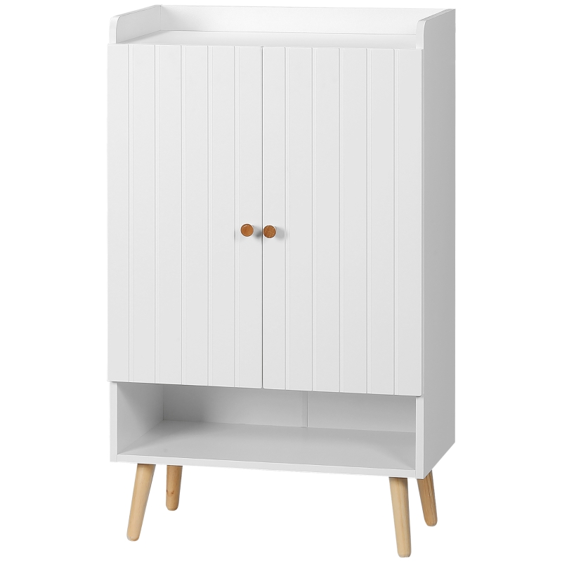 HOMCOM Mueble Zapatero con 2 Puertas Armario de Zapatos para 15 Pares de Zapatos para Pasillo Entrada 60x33x100cm Blanco