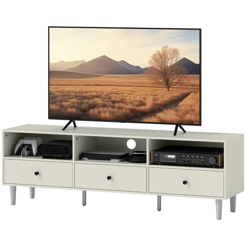 HOMCOM Multi-Storage Minimal TV Stand - Cream White