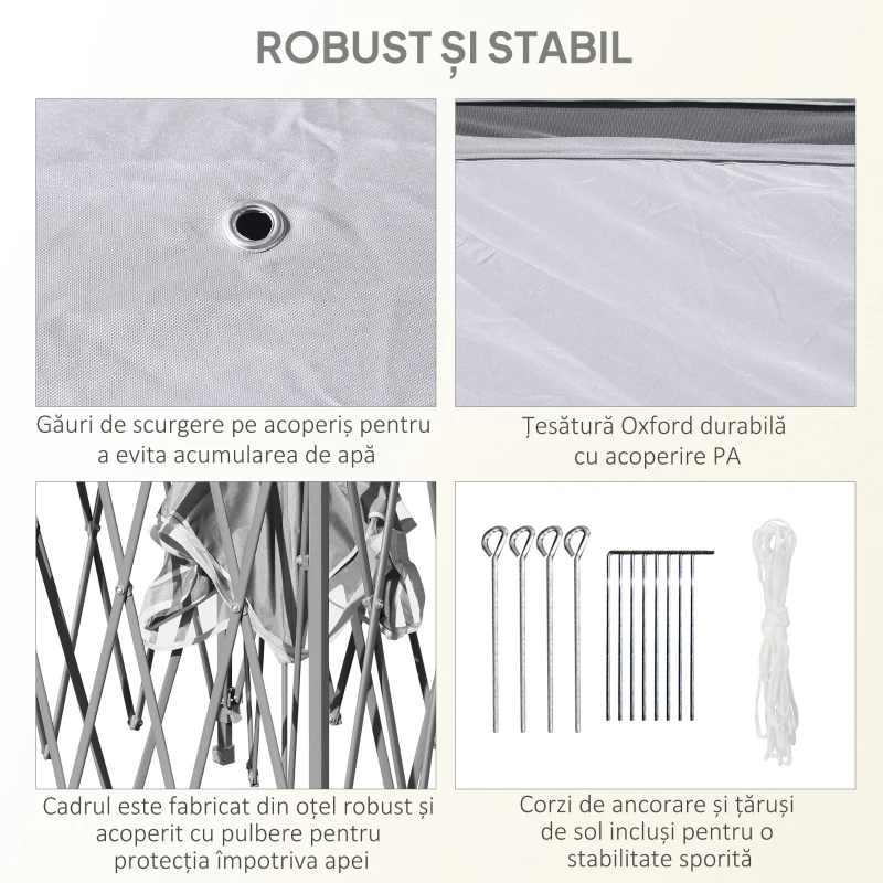 Outsunny Pavilion de Exterior Pliabil Reglabil pe Înălțime, cu Plase pentru Țânțari, 3.3x3.3x2.8 m, Gri