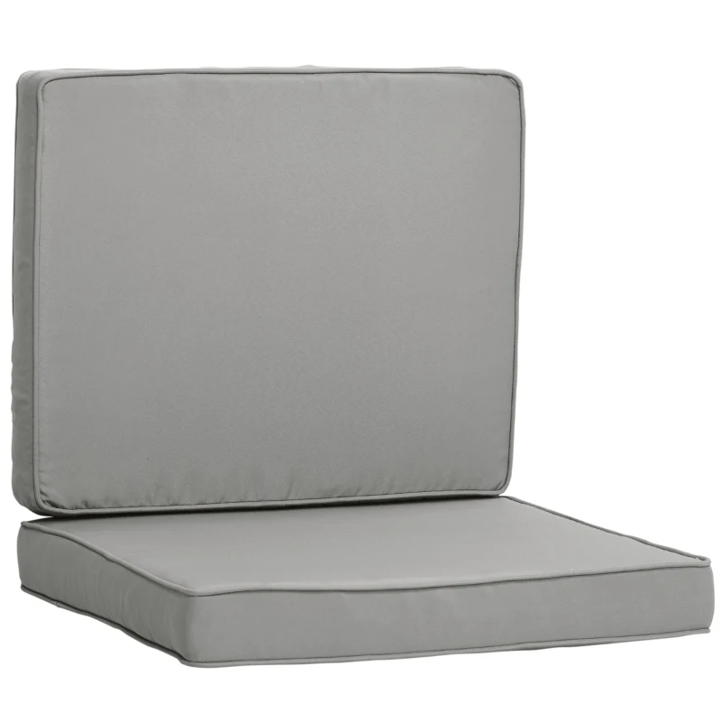 Outsunny Coussins pour chaise fauteuil de jardin coussins d'assise de dossier déhoussables polyester 56x52/56x46cm gris clair