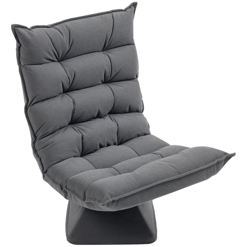 HOMCOM Poltrona per Salotto Girevole e Vellutata con Schienale Regolabile in 5 Posizioni, 62x70x95 cm, Grigio