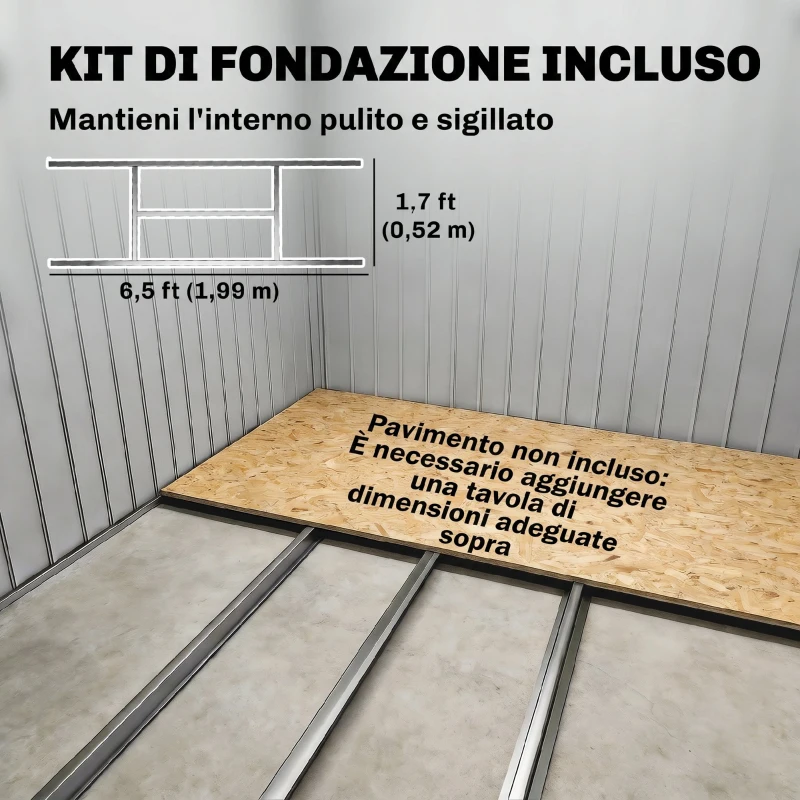 Outsunny Capanno Attrezzi con Tetto Inclinato, 2 Ingressi e Prese d'Aria, in Acciaio, 213x130x172 cm, Grigio Scuro