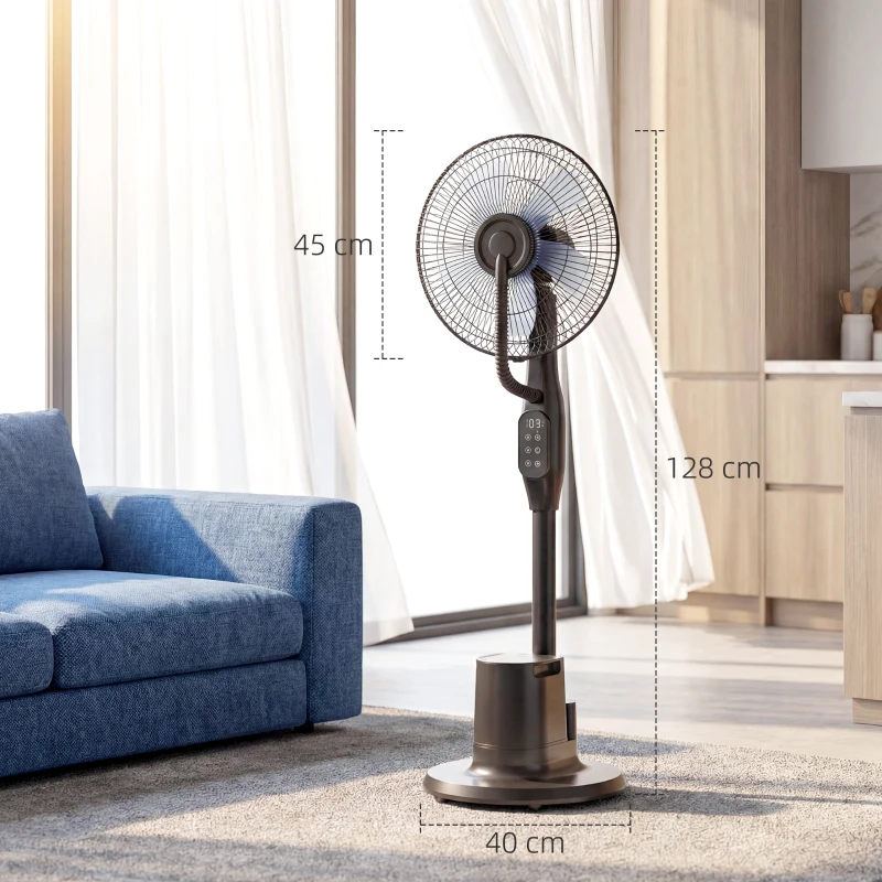 HOMCOM Stehventilator mit Sprühnebel, 70° Oszillation, 3 Geschwindigkeiten, 3 Modi, 3,5L Wassertank, Schwarz
