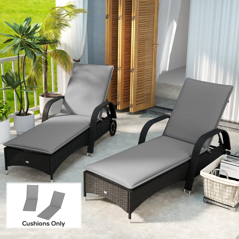 Outsunny 2 Cojines para Tumbonas de Jardín con Protección UV Resistentes a Salpicaduras 193x58x6 cm Gris