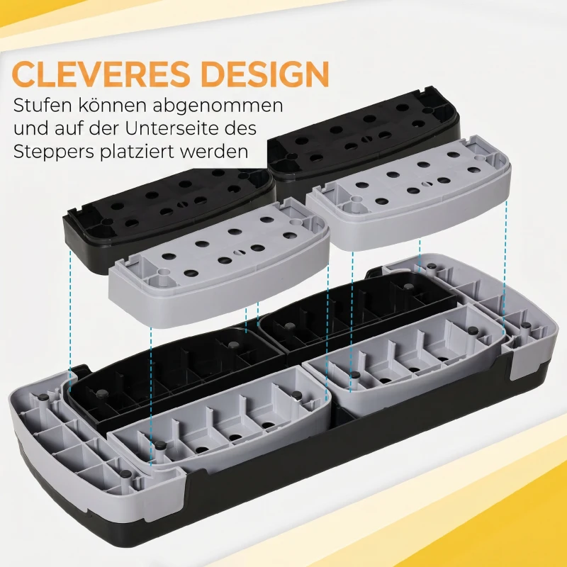 HOMCOM Aerobic-Stepper 3-stufig höhenverstellbar 80 x 31 x 20 cm Schwarz+Grau