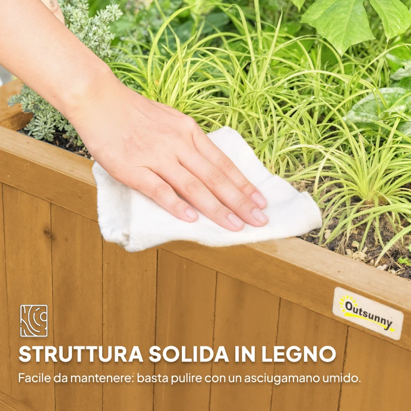 Outsunny Fioriera da Giardino con Traliccio per Piante Rampicanti in Legno, 90x45x183 cm, Giallo