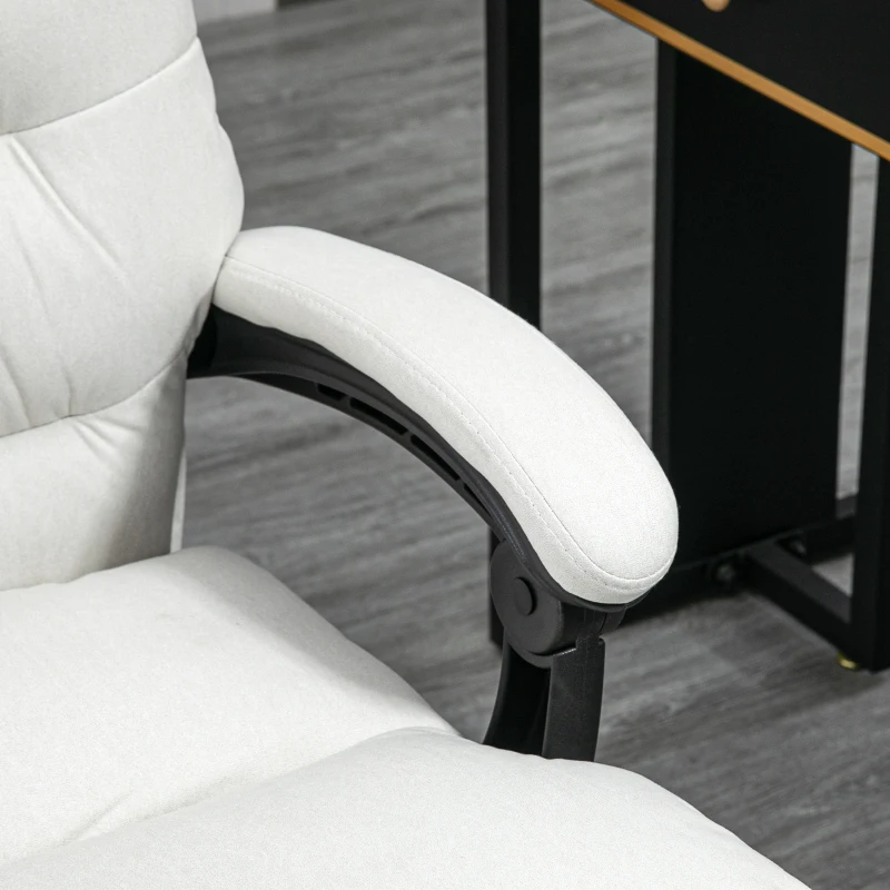 Vinsetto Cadeira de Escritório com Função de Massagem Aquecível Reclinável Couro Sintético 65x72x109-117 cm Branco Creme