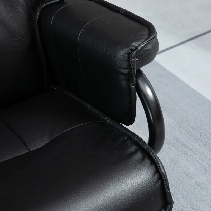 HOMCOM Poltrona Relax com Banco Giratória Encosto Reclinável Estrutura de Aço Preto