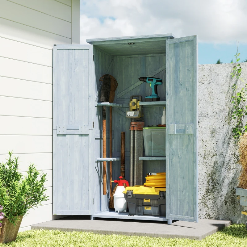 Outsunny Armadio da Esterno, Capanno per Attrezzi con 2 Scaffali