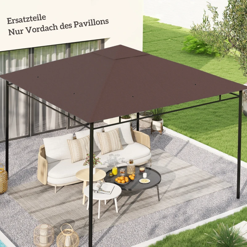 Outsunny Ersatzdach für Gartenpavillon, Polyester, 2,98 x 2,98 m, Kaffee