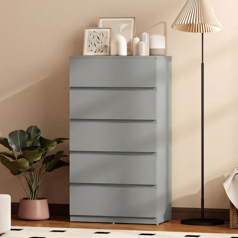 HOMCOM Chest of Drawers, 5-Drawer Storage Cabinets, Modern Dresser, Storage Drawer Unit for Bedroom