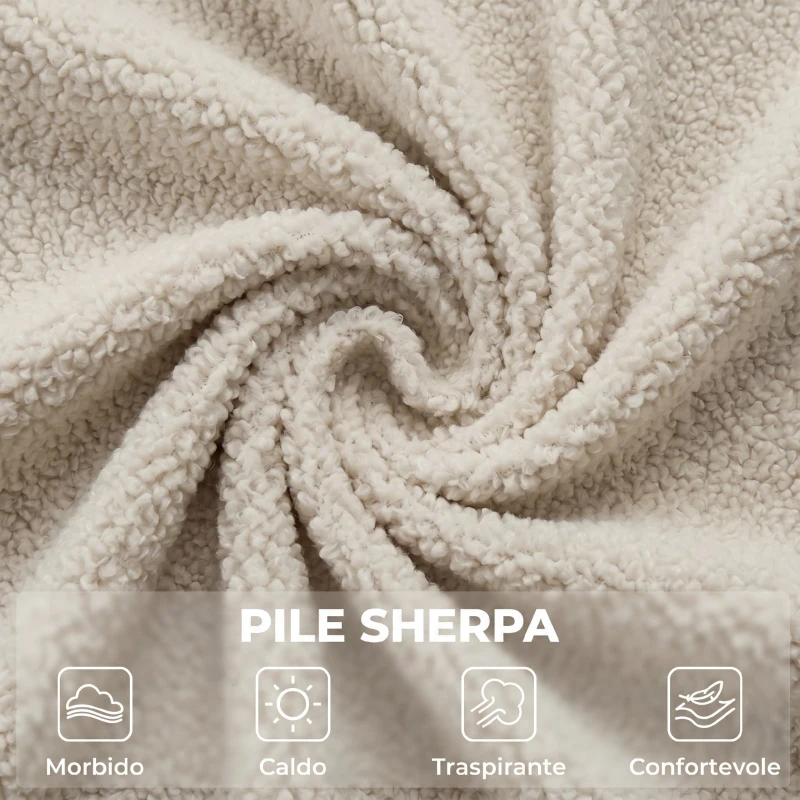 HOMCOM Sedia a Dondolo in Sherpa con Poggiapiedi, Tasche Laterali, Seduta Spessa e Design Trapuntato, Crema