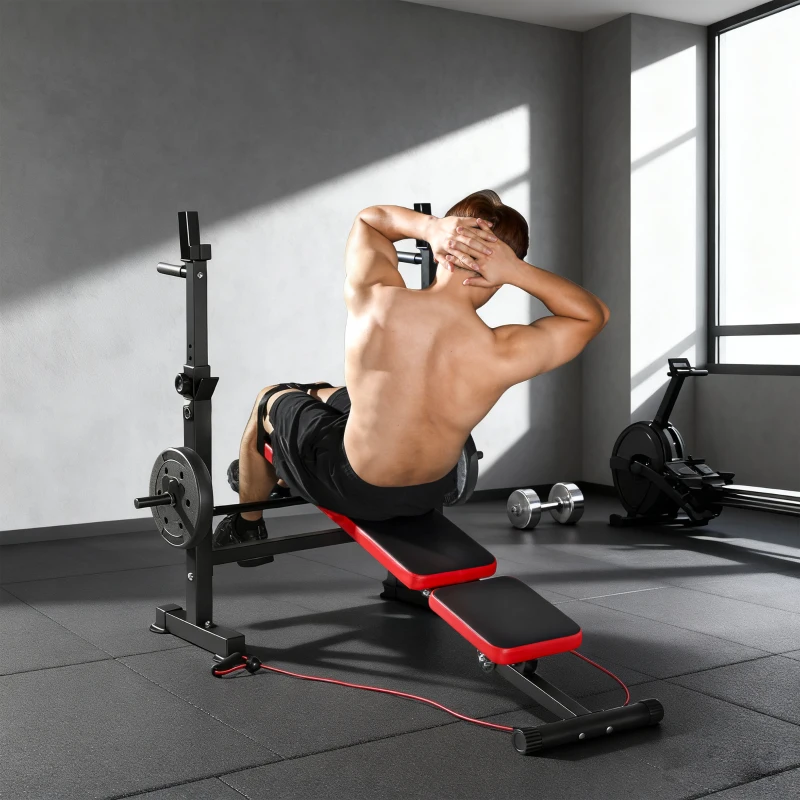 SPORTNOW Adjustable Weight Bench with Squat Rack and Dip Stand