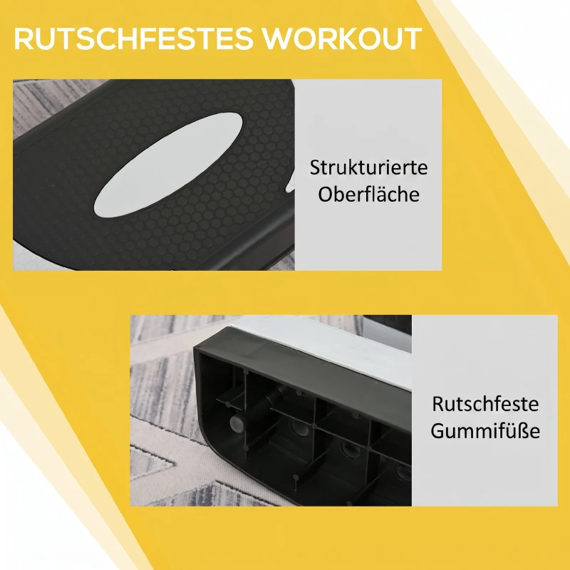 HOMCOM Aerobic-Stepper 3-stufig höhenverstellbar 80 x 31 x 20 cm Schwarz+Grau