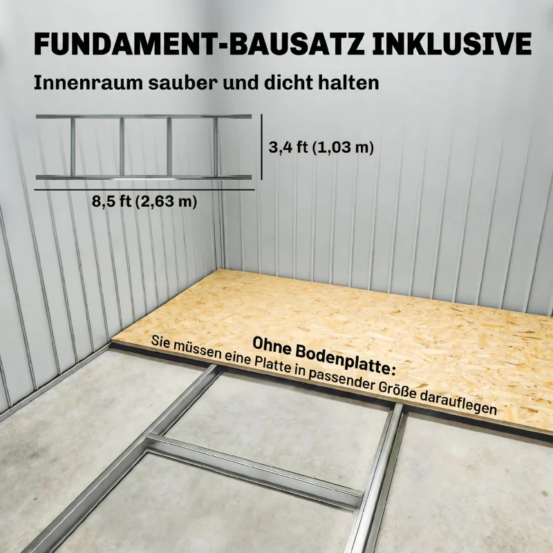 Outsunny Geräteschuppen mit Schiebetüren 2,77 x 1,95 x 1,92cm Metall Hellgrün