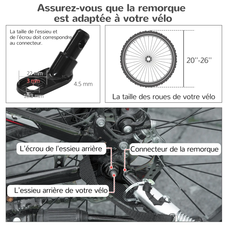 PawHut Reboque bicicleta jogger 2 em 1 para animais de estimação bandeira roda dianteira giratória refletores preto
