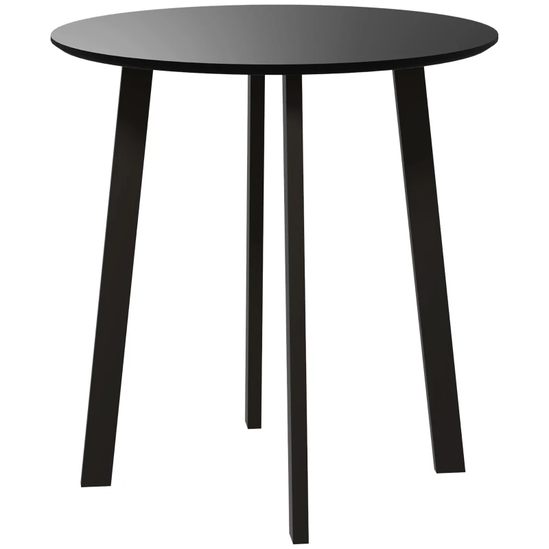 HOMCOM Esstisch für 2 Personen, weiße Tischplatte, Metallbeine mit Fußkappen, Ø72 x 75H cm, Schwarz