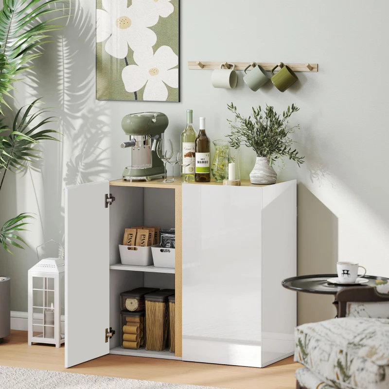 HOMCOM Cômoda, Aparador com Soft-Close, prateleira ajustável, para Sala de estar, Cozinha, Sala de jantar, Branco