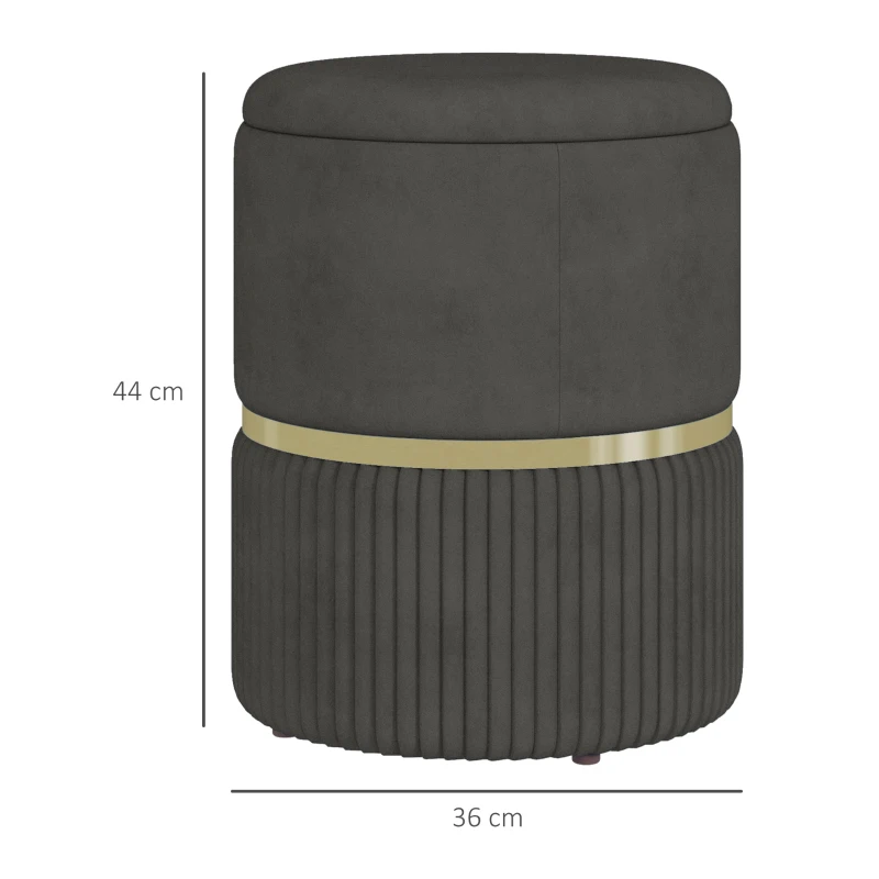 HOMCOM Pouf Contenitore 120 kg max per Soggiorno, Ingresso e Camera, in Poliestere, 36x36x44 cm, Grigio