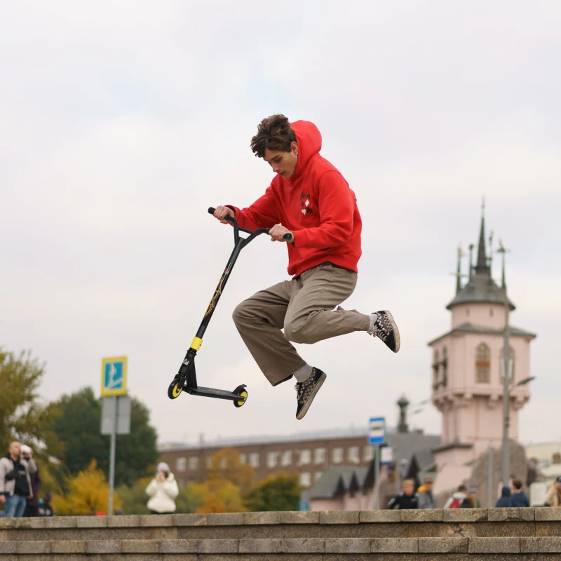 HOMCOM Pro Stunt-Scooter, Trotinete para truques freestyle, Alumínio, Metal, Couro sintético, para crianças e adultos, Dourado