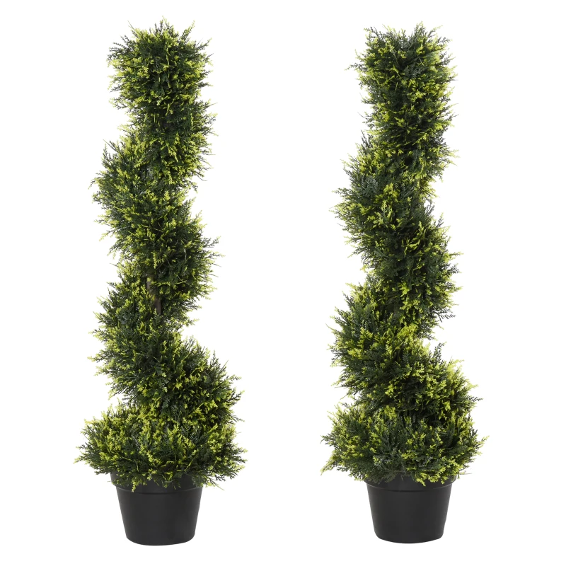 Outsunny Planta espiral artificial, cedro espiral com vaso, 90 cm, cedro artificial para decoração exterior e interior, verde