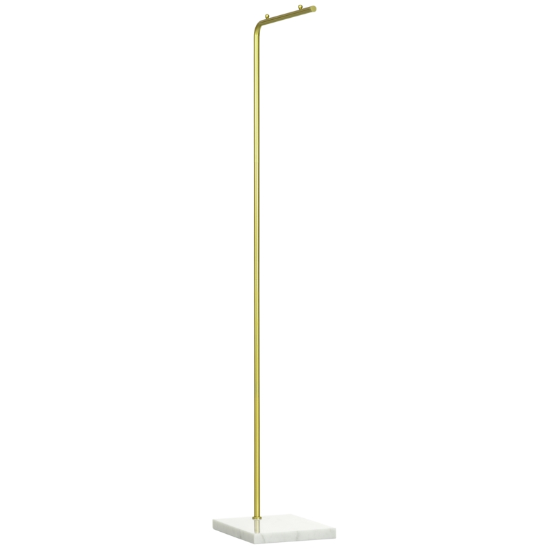 HOMCOM Portemanteau portant à vêtements 1,52 m - cadre en métal, base en marbre, pour chapeau, manteaux et sacs, doré et blanc