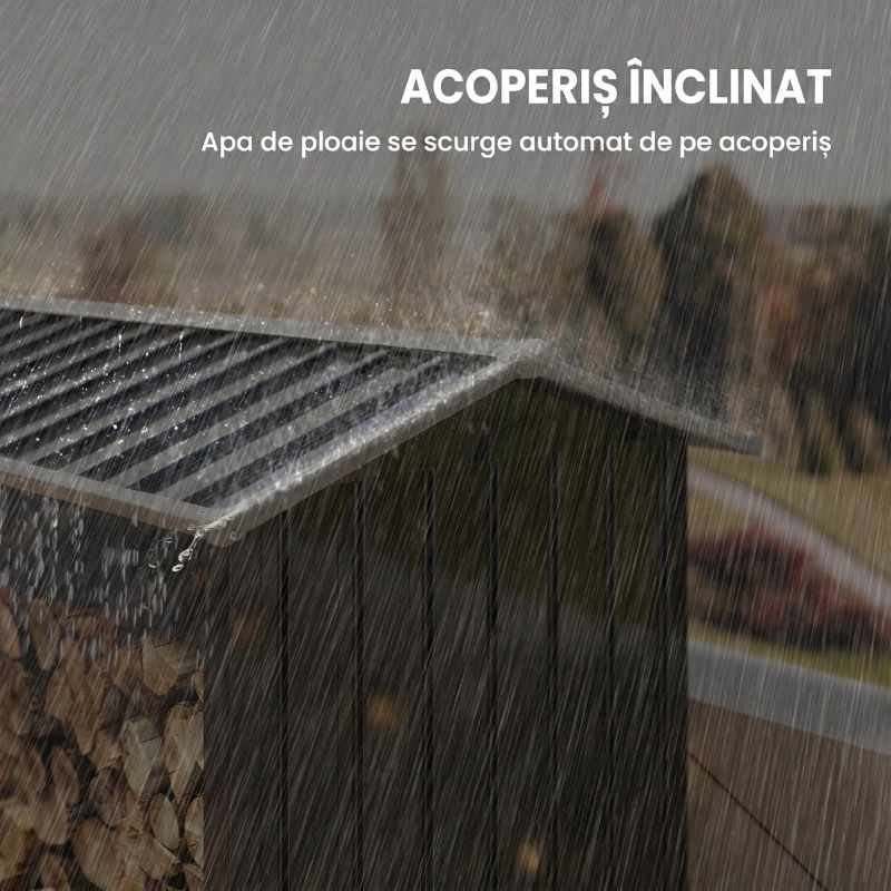 Outsunny Legnaia con Struttura in Acciaio Galvanizzato e Base rialzata, 240x 86x160cm, Nero
