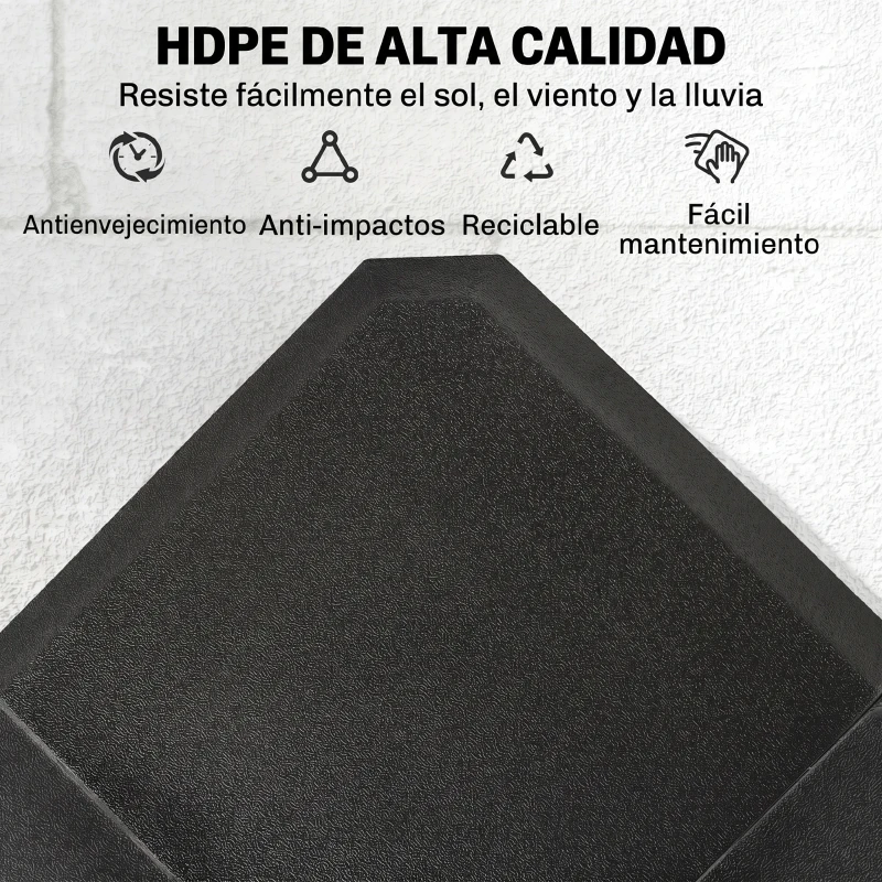 Outsunny Set de 4 Piezas Soporte de Parasol Base para Sombrilla Terreza o Jardín Rellenable de 80 kg de Agua o 120 kg de Arena Estable 100x100x9,5 cm Negro
