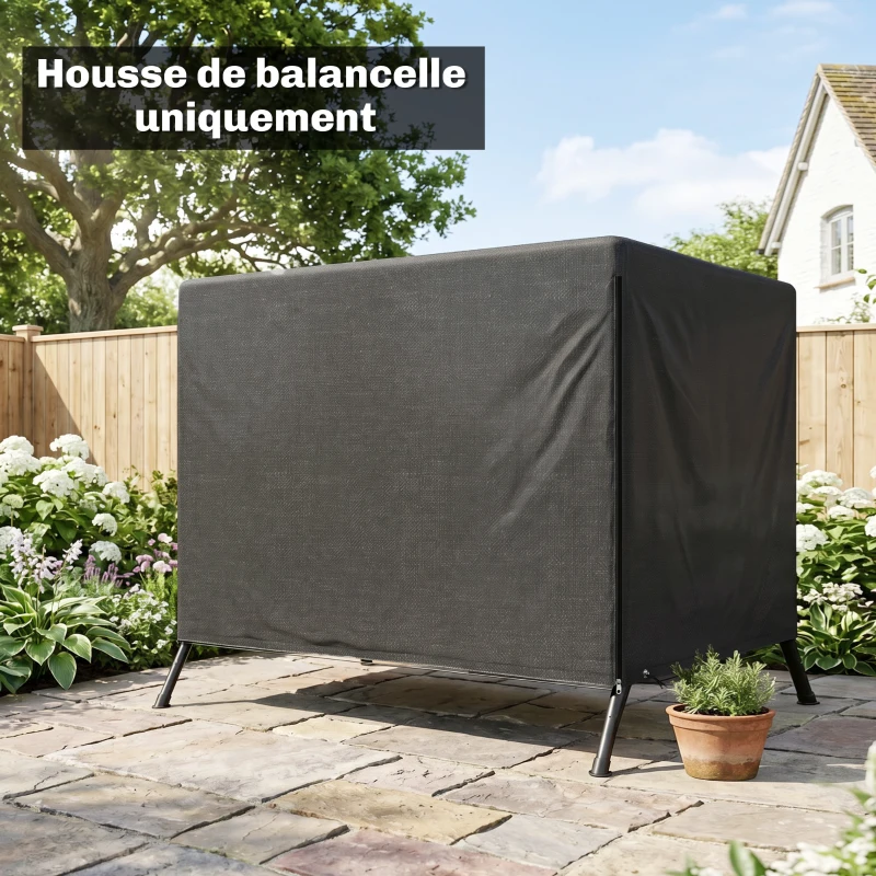 Outsunny Housse de Protection balancelle de Jardin bâche étanche dim. 2,15L x 1,55l x 1,5H m PE Noir