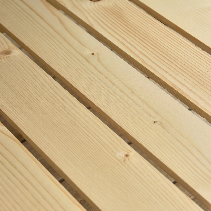 Outsunny Pat de grădină înălțat din lemn cu roți și raft inferior, 118x55x83cm, lemn natural