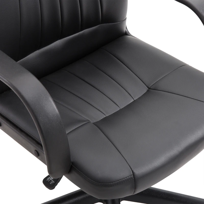 Vinsetto Sedia da Ufficio Ergonomica e Girevole, Poltrona da Ufficio con Altezza Regolabile in Finta pelle 60x60x94-103cm Nero