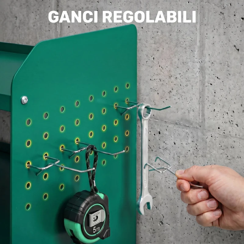 Outsunny Porta Attrezzi, Supporto per 5 Trapani Elettrici con Vassoio Laterale.