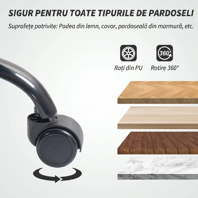 HOMCOM Scaun de Birou Rabatabil cu Suport pentru Picioare, Spătar Înalt, Înălțime Reglabilă și Roți, Negru